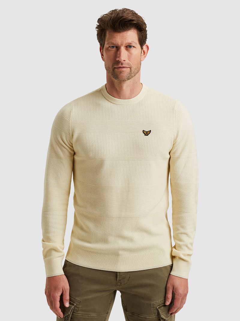 PME Legend Structure Pullover Melange Ecru - Größe M günstig online kaufen