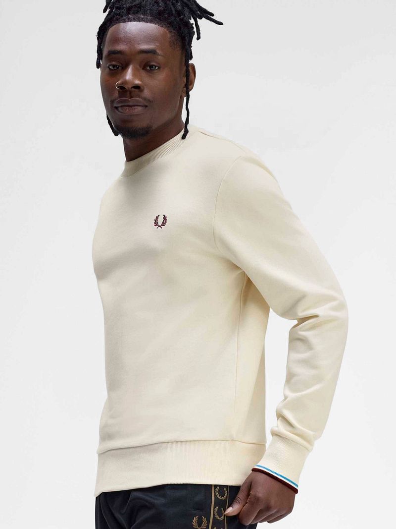 Fred Perry Sweater Logo Ecru - Größe M günstig online kaufen
