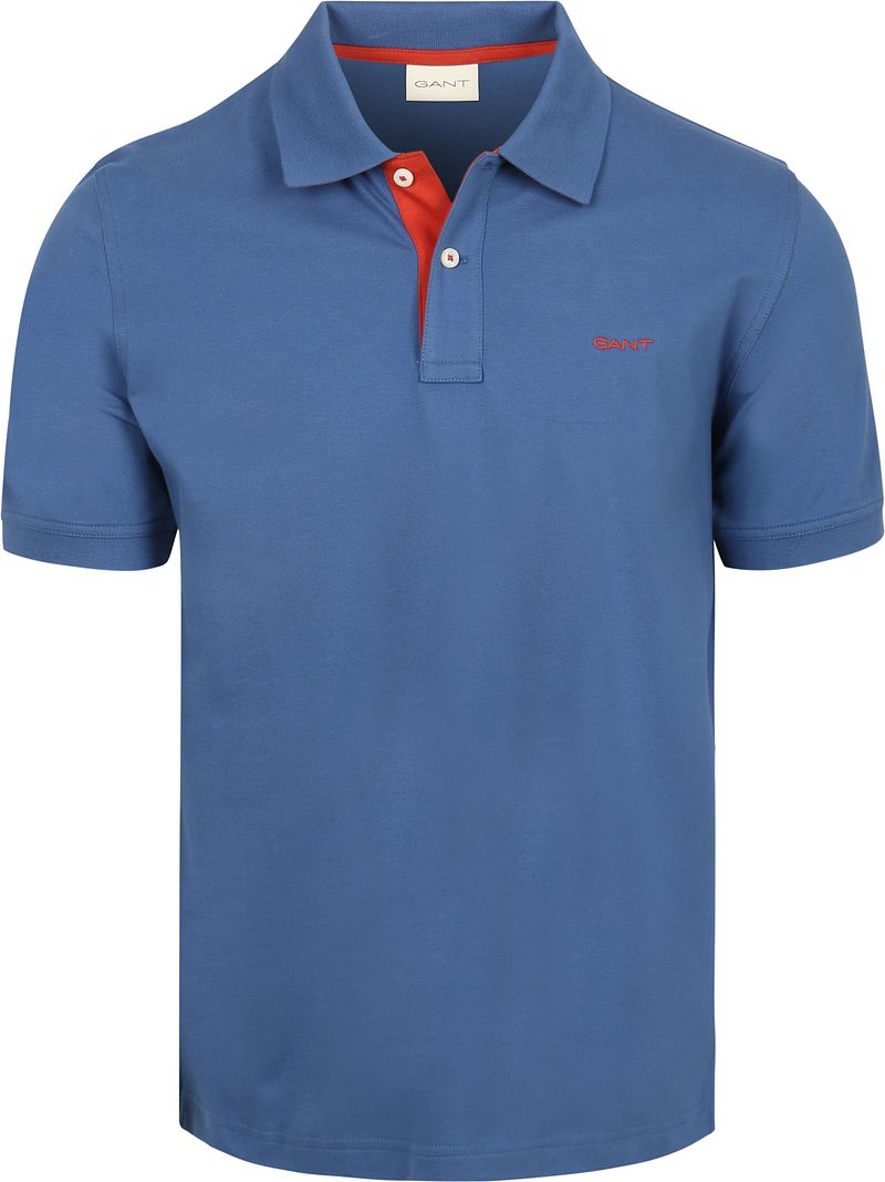 Gant Contrast Piqu&eacute; Poloshirt Vintage Blauw