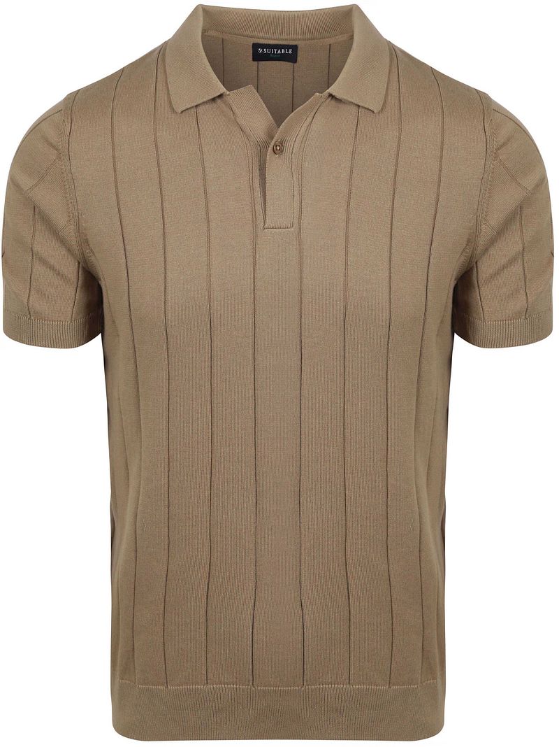 Suitable Respect Polo Drop Needle Taupe