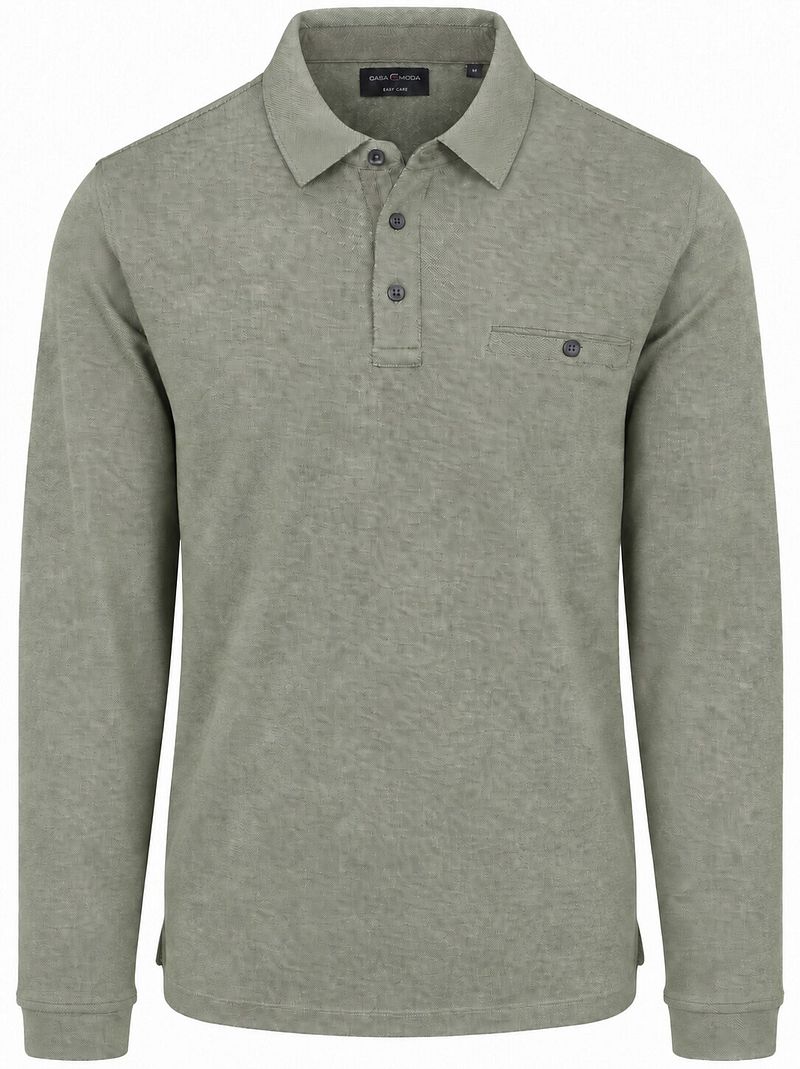Casamoda Longsleeve Polo Structure Groen