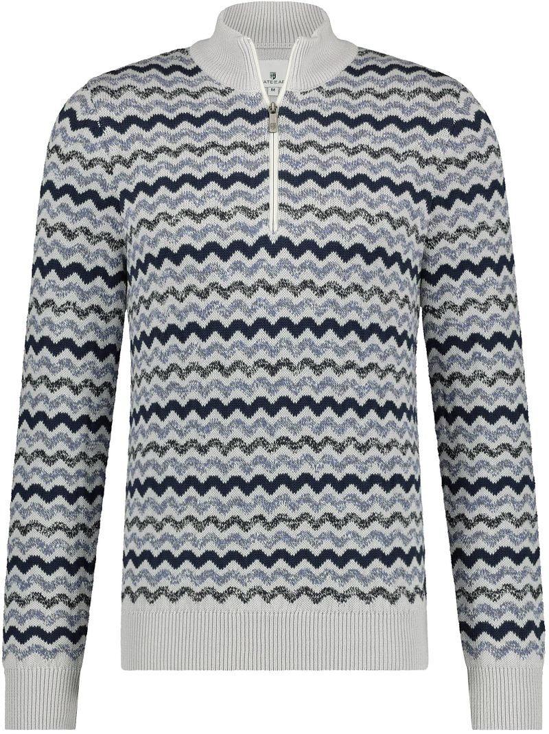State Of Art Half Zip Graublau Muster - Größe XXL