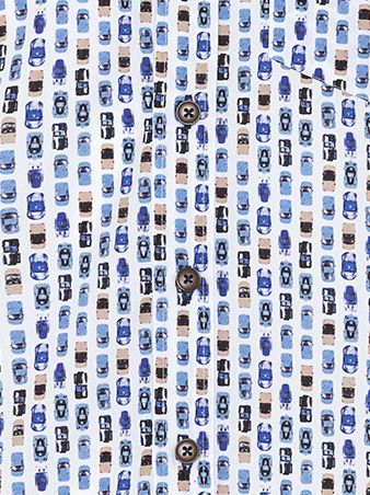 R2 Hemd Shortsleeve Print Auto Blau - Größe 38 günstig online kaufen