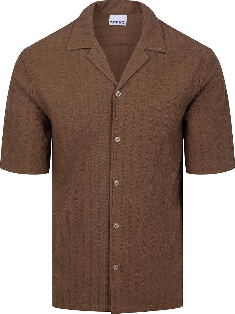 Supply & Co Short Sleeve Overhemd Stretch Bruin