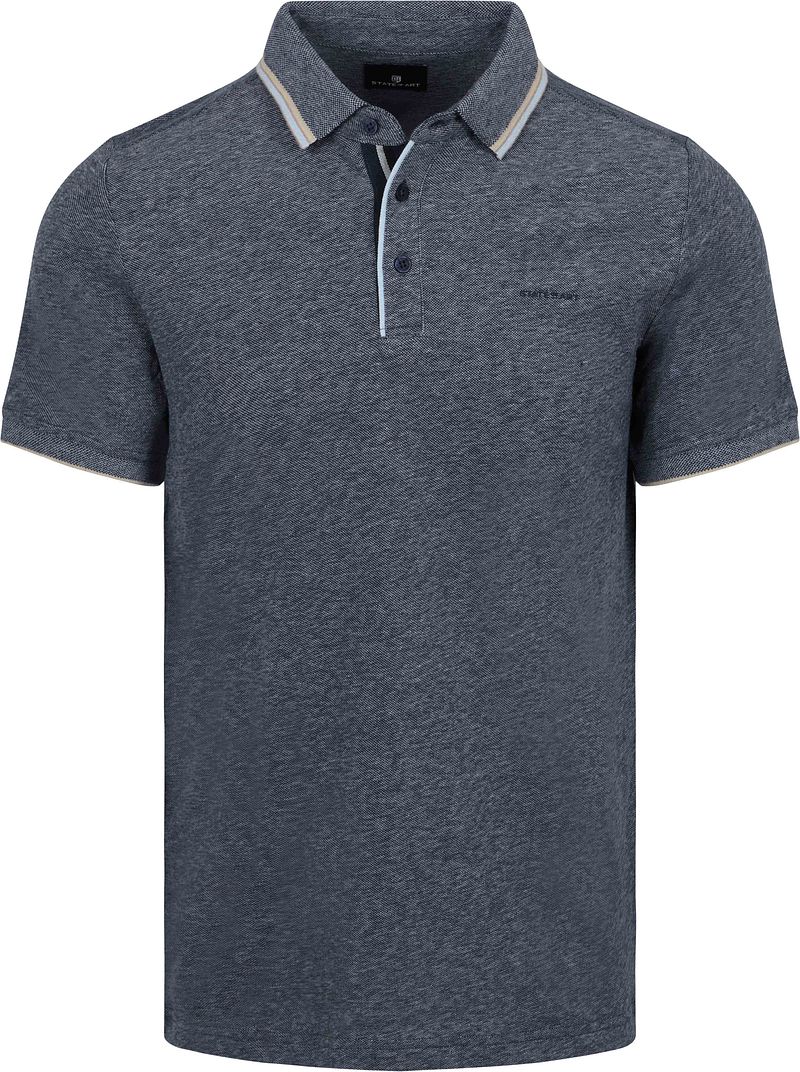State of Art Poloshirt Tipping Cotton Linen Navy - Größe XL günstig online kaufen