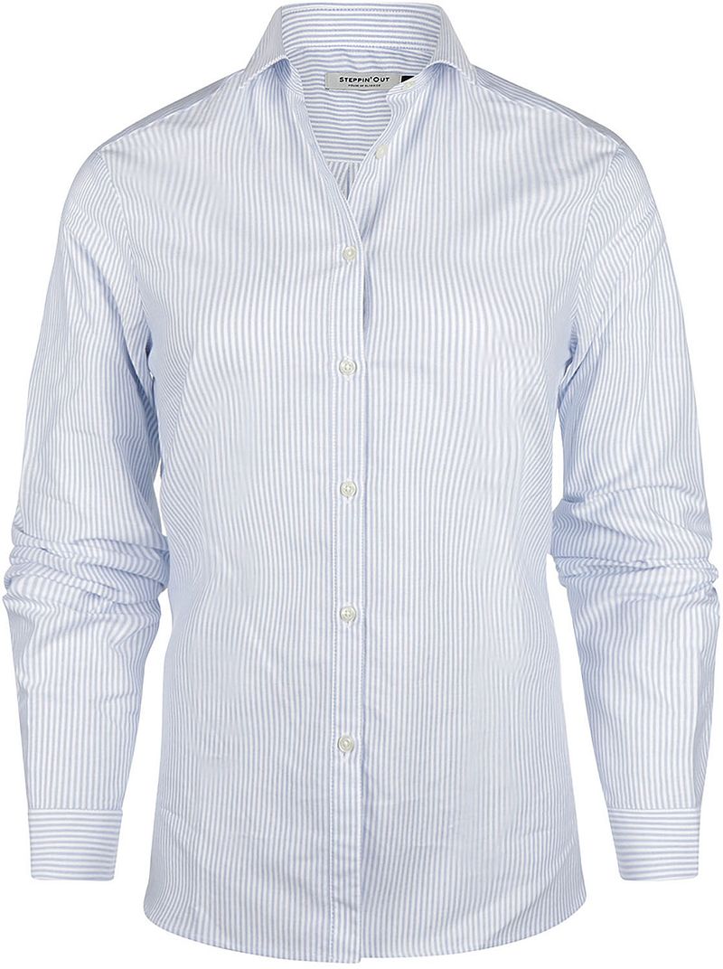 Steppin' Out Bluse Bibi Oxford Streifen Damen Hellblau - Größe XS