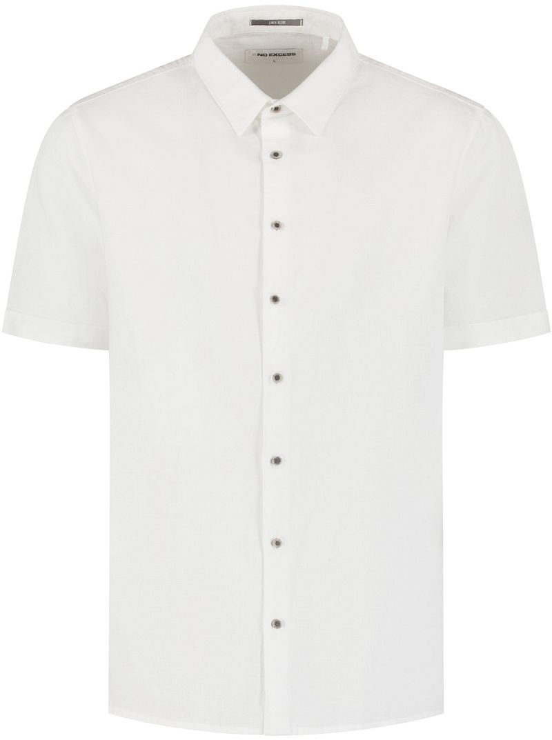 No Excess Short Sleeve Overhemd Linen Blend Wit