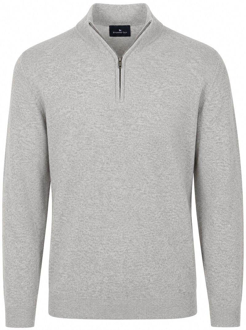 Steppin' Out Half Zip Trui Merinowol Lichtgrijs
