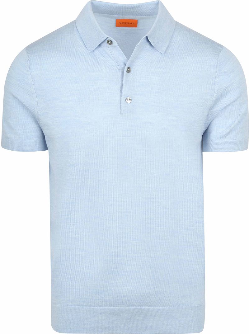 Suitable Polo Merinowol Lichtblauw