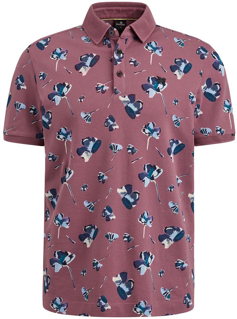 Vanguard Polo Piqué Blumen Dunkelrosa - Größe XL