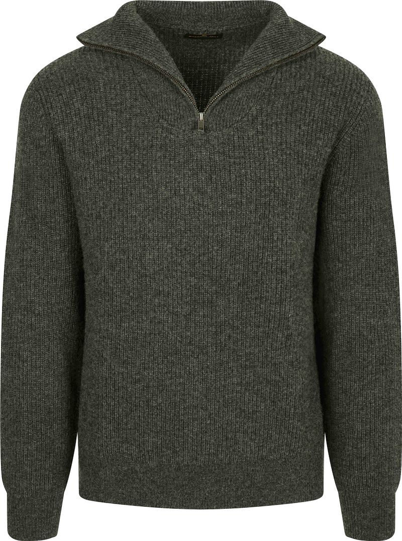 Steppin' Out Half Zip Trui Lamswol Groen