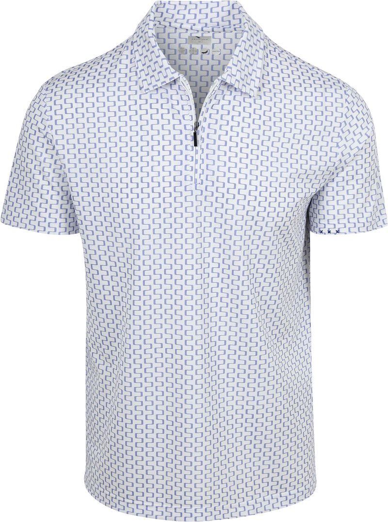 R2 Amsterdam Half Zip Polo Wit Print