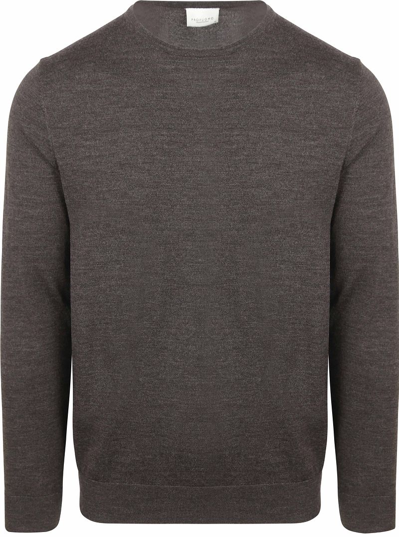 Profuomo Pullover Merinowol Donkerbruin
