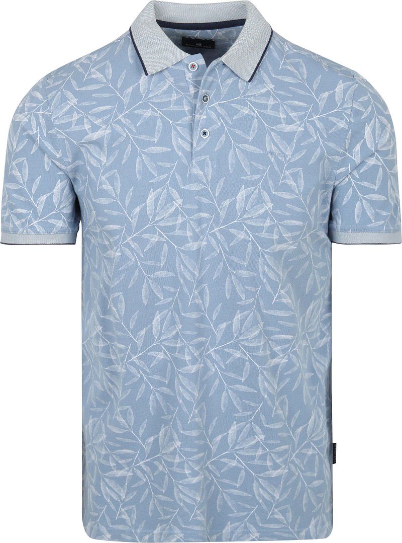 State Of Art Polo Mit Blattmuster Hellblau - Größe Xl