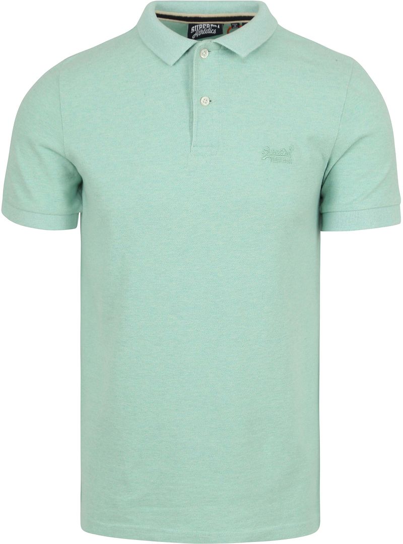 Superdry Piqué Poloshirt Hellgrün meliert - Größe XL