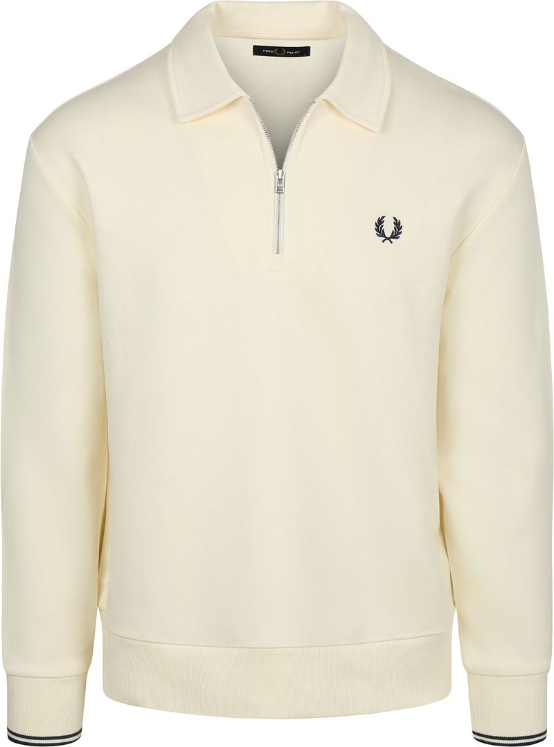 Fred Perry Longsleeve Half Zip Poloshirt Ecru