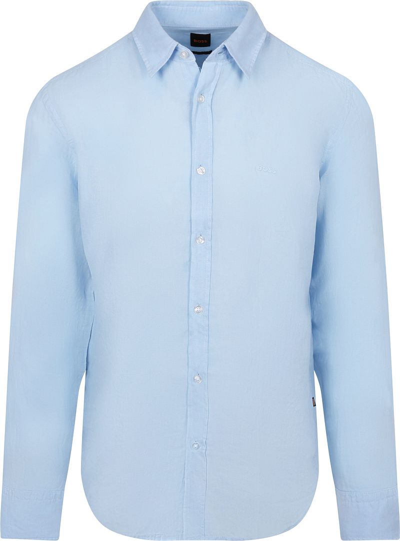 Boss Relegant Overhemd Linnen Lichtblauw
