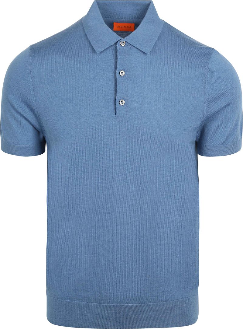 Suitable Polo Rishi Merinowol Blauw