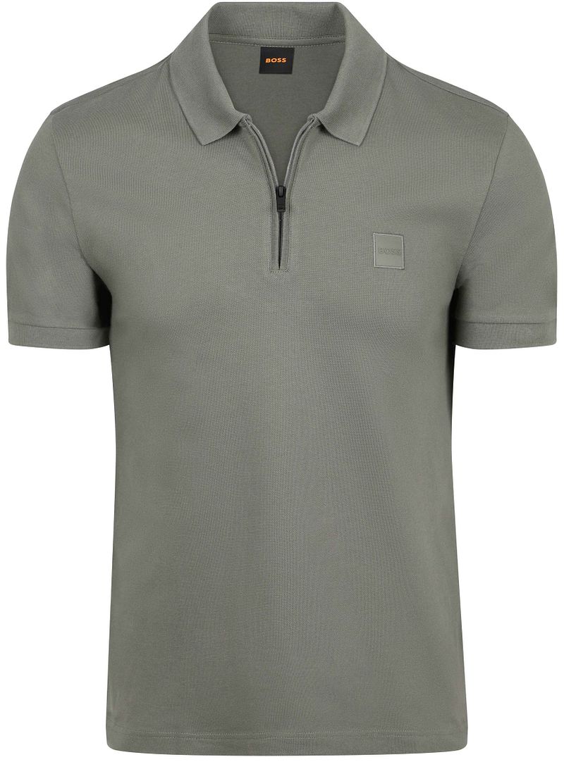 Boss Passerzip Half Zip Polo Open Groen