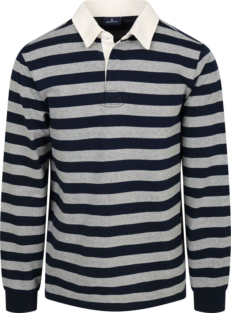 Steppin' Out Rugby Polo Streep Navy Grijs