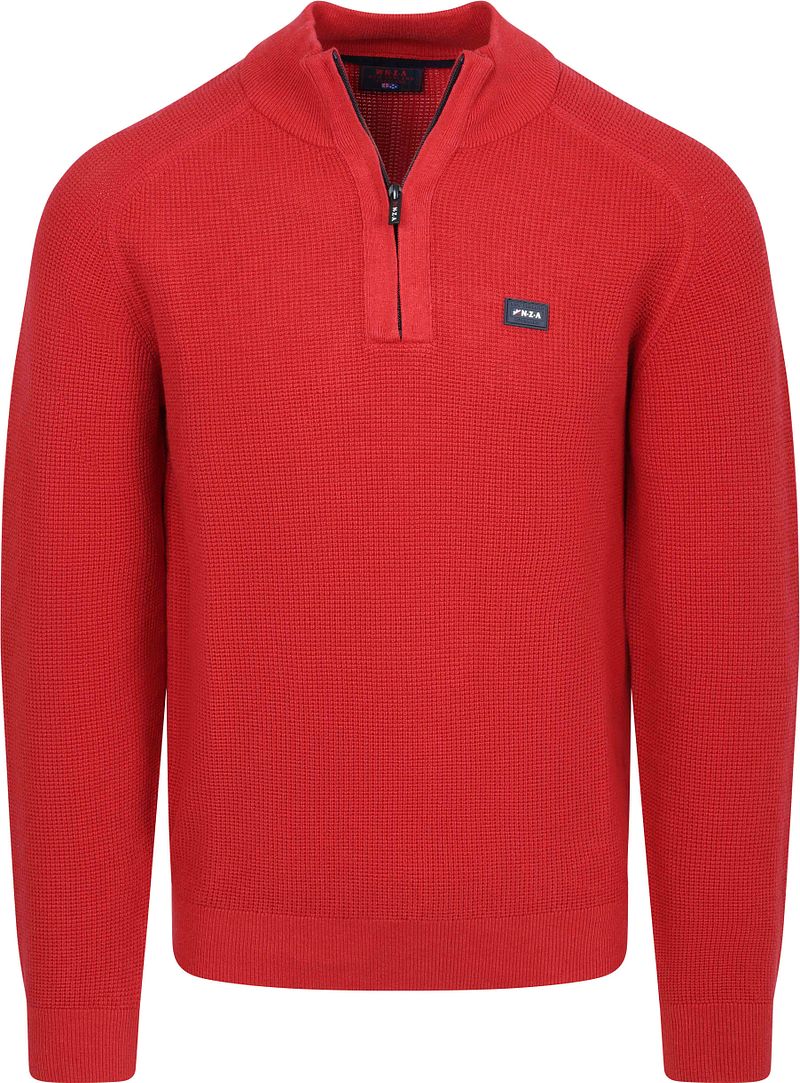 New zealand auckland NZA Half Zip Slub Knit Melange Rood