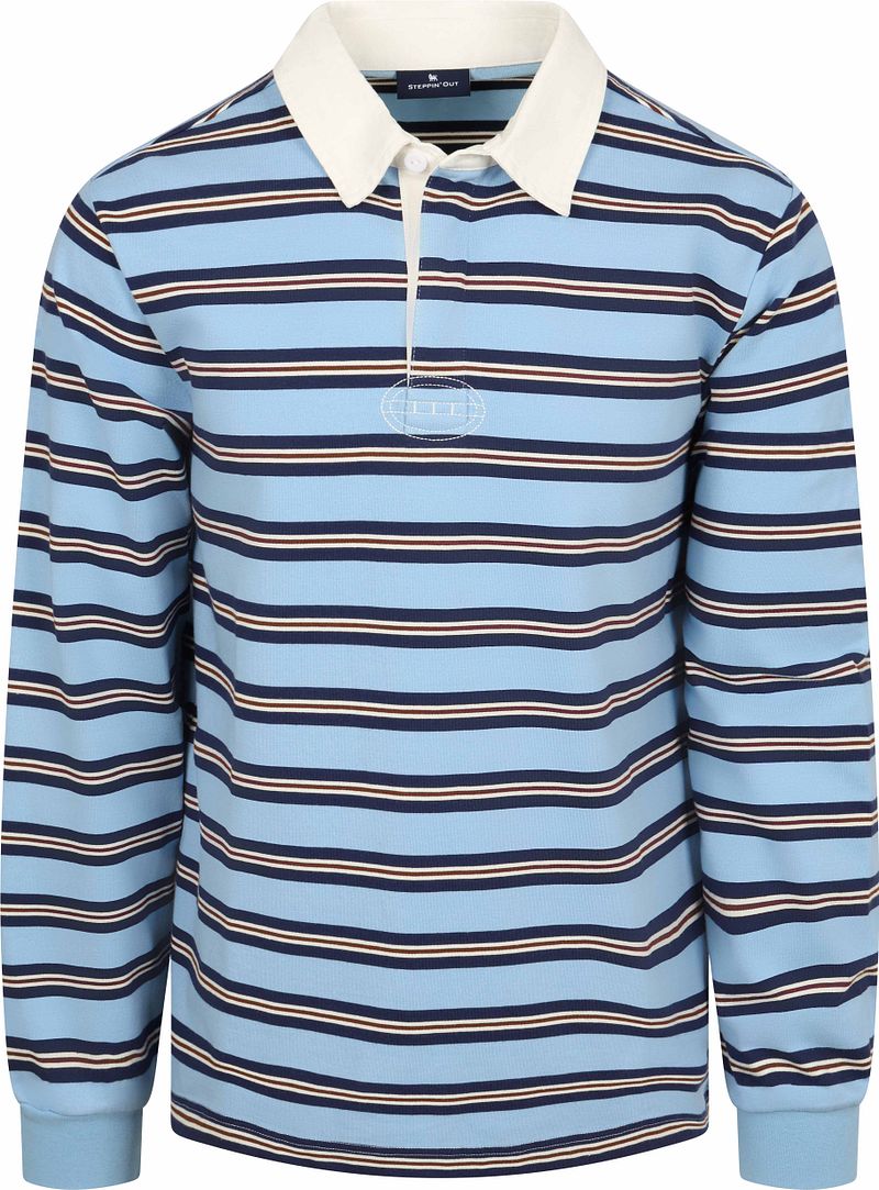 Steppin' Out Rugby Polo Streep Blauw
