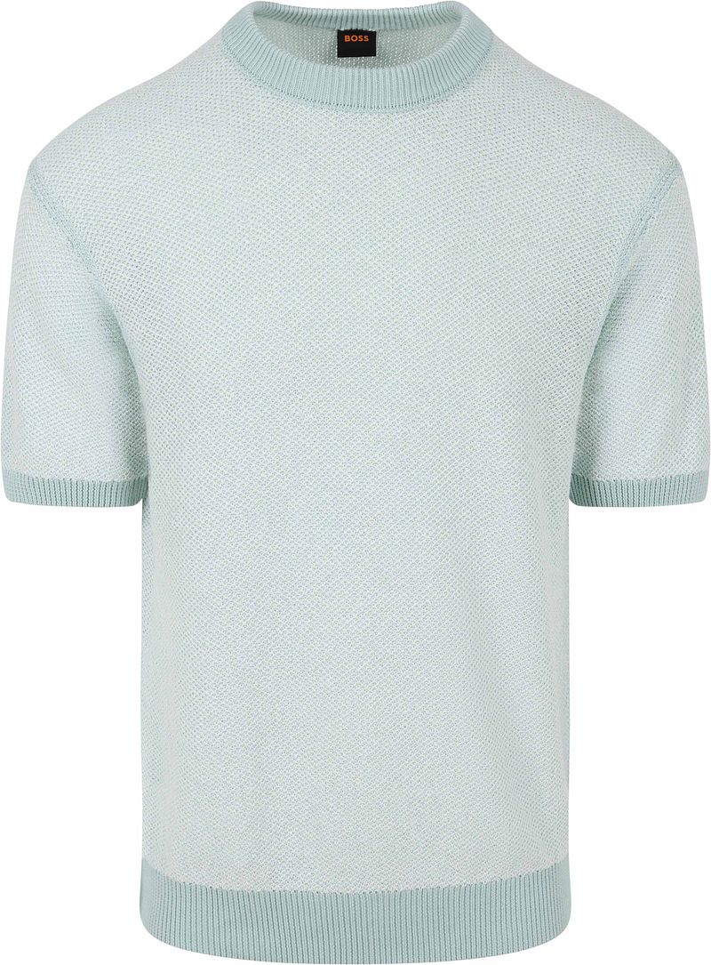 Boss Knitted T-shirt Kantonio Aqua