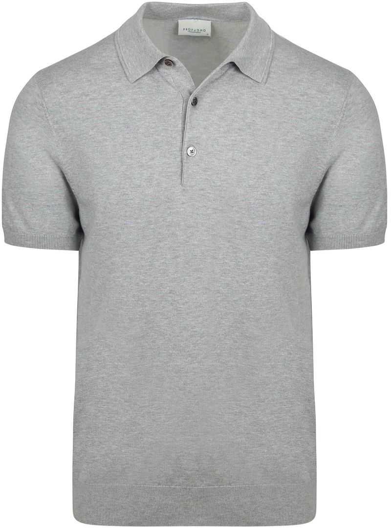 Profuomo Knitted Poloshirt Grijs