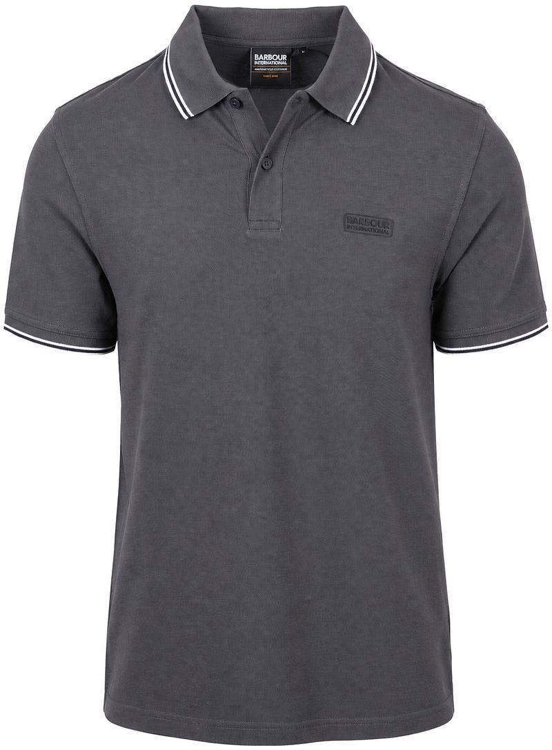 Barbour International Piqu&eacute; Poloshirt Evan Tipped Antraciet