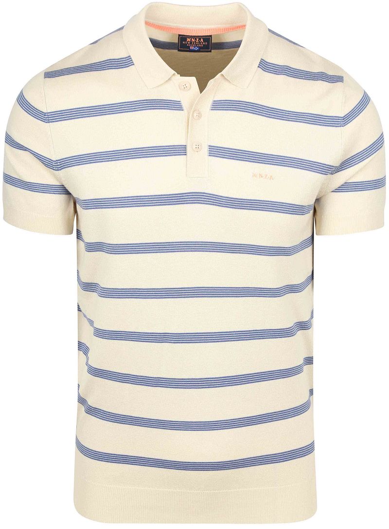NZA Knitted Poloshirt Stripe Ecru - Größe M günstig online kaufen
