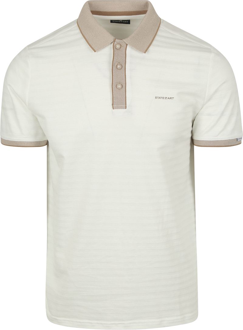State of Art Poloshirt Jersey Structured Stripe Wit