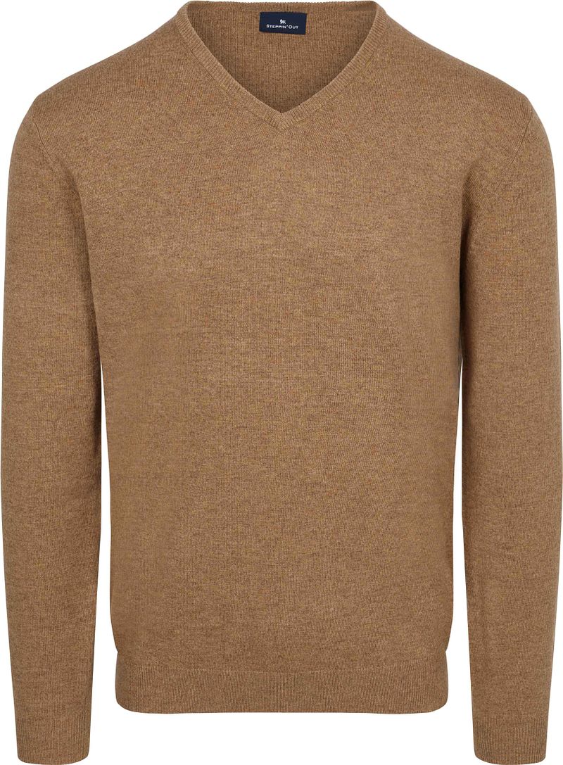 Steppin' Out Pullover V-hals Merinowol Praline