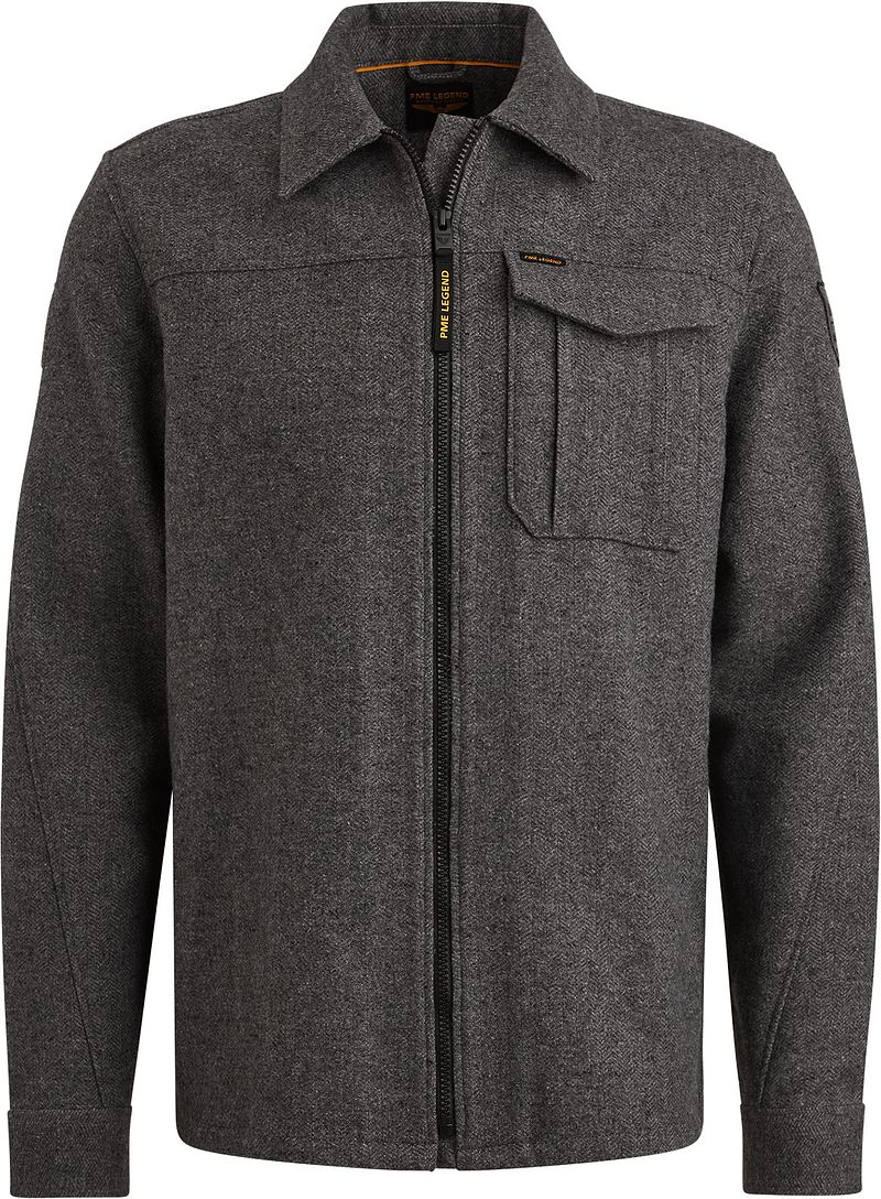PME Legend Hemdjacke Wool Blend Herringbone Grau - Größe 3XL günstig online kaufen
