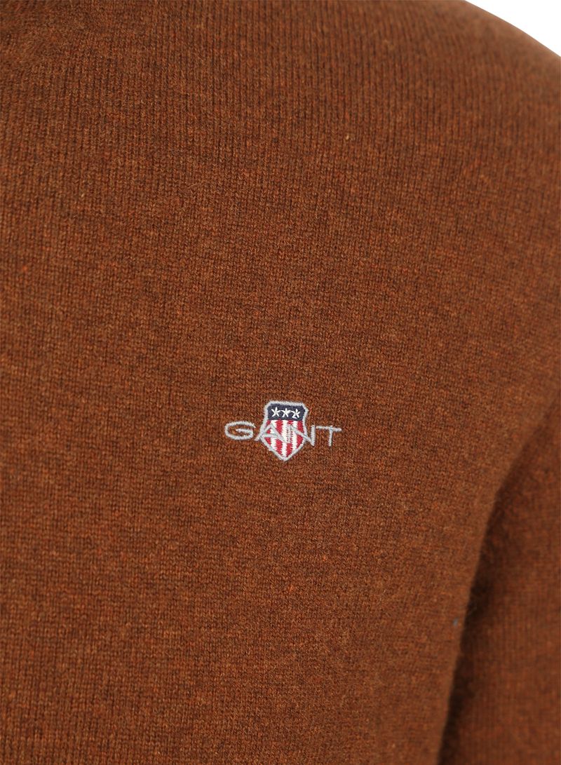 Gant Halfzip-Wollpullover mit Logo Braun - Größe XXL günstig online kaufen