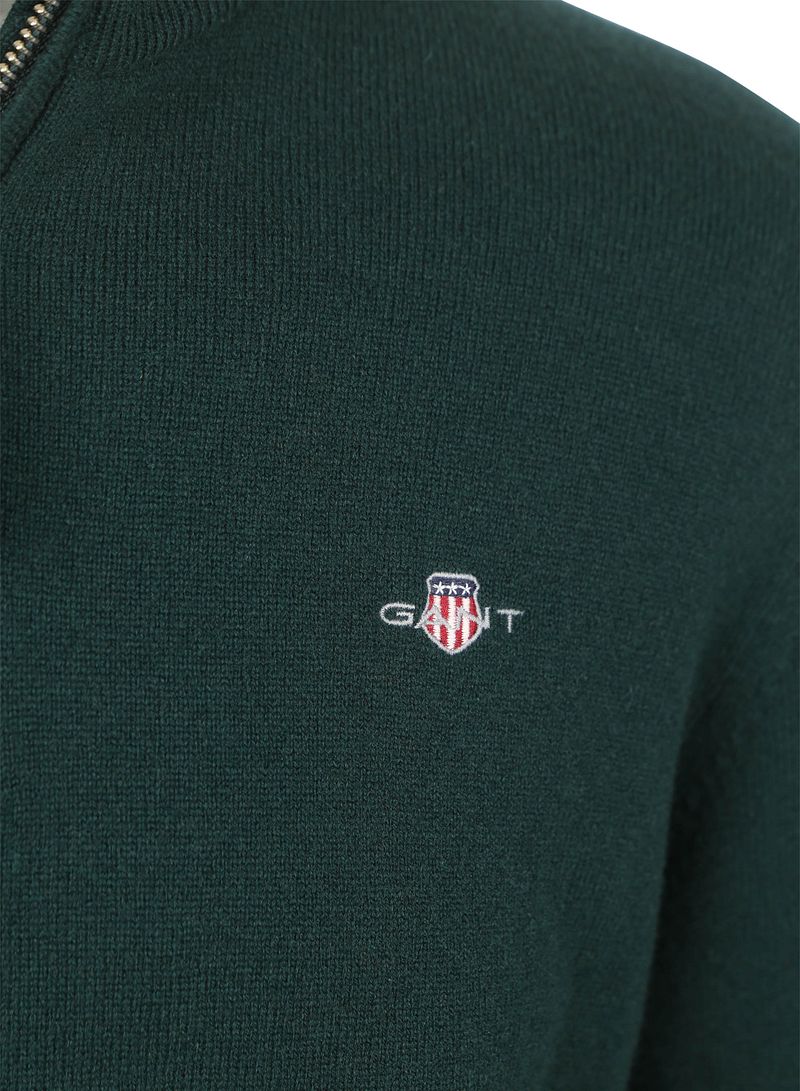Gant Halfzip-Wollpullover mit Logo Grün - Größe M günstig online kaufen
