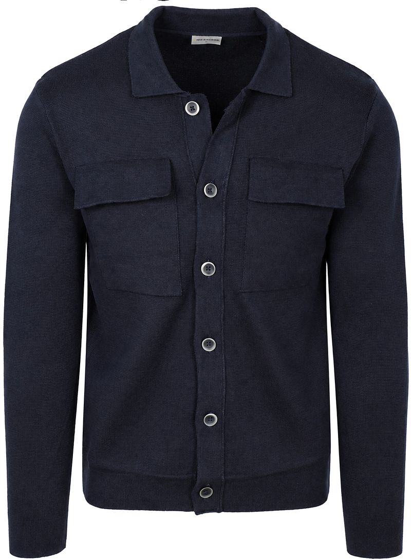 No Excess Cardigan Full Button Heavy Knit Navy - Größe XXL