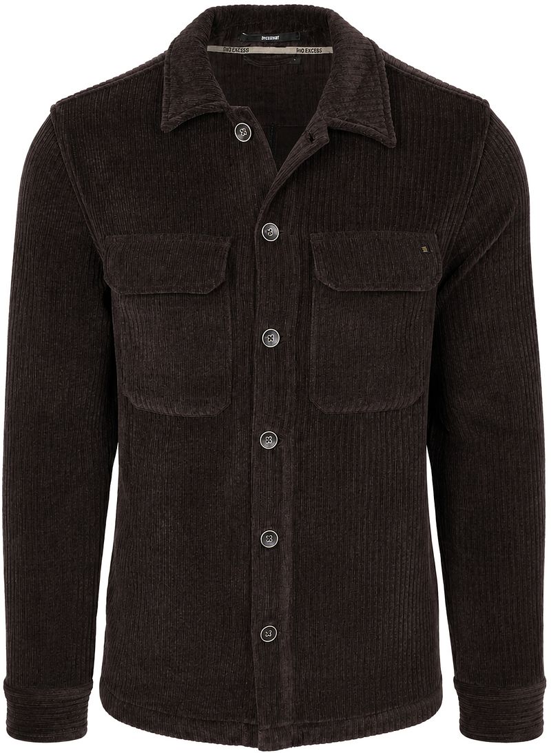 No Excess Overshirt Full Button Rib Sweat Brown - Größe 3XL