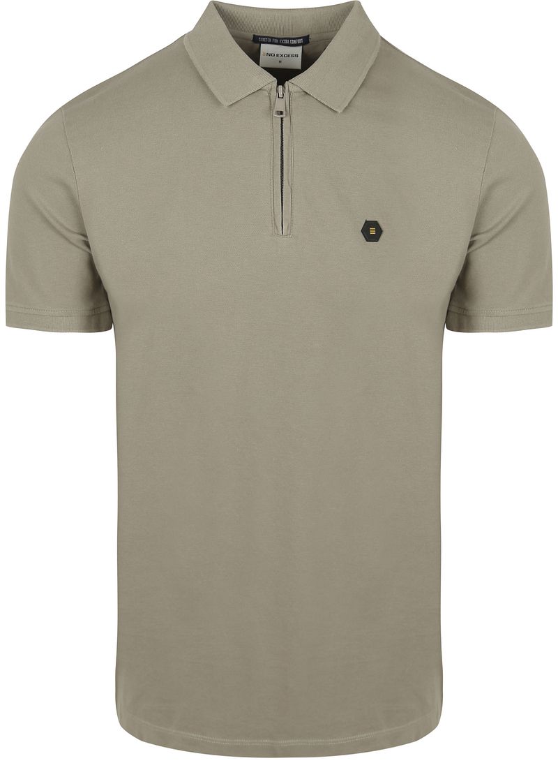 No Excess Poloshirt Half-Zip Piqué Grün - Größe 3XL