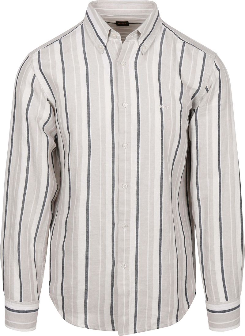 Boss Relegant Overhemd Linen Blend Streep