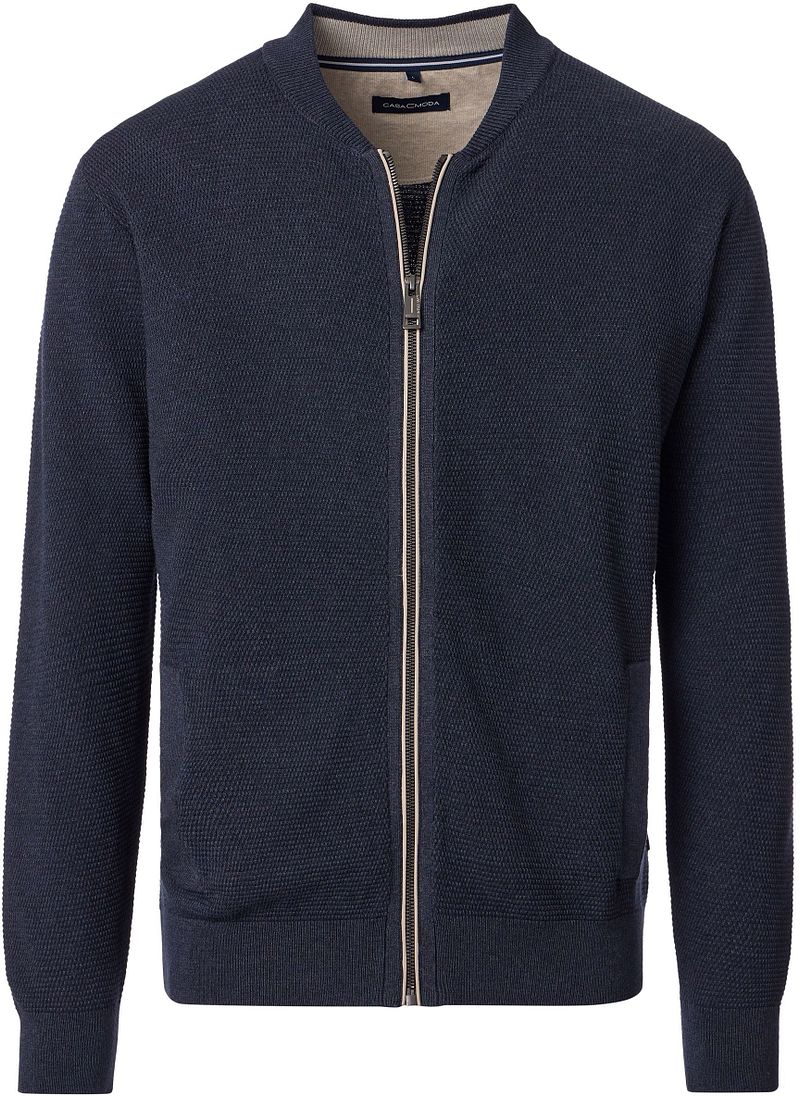 Casa Moda Strickjacke Zip Structure Navy - Größe XL günstig online kaufen