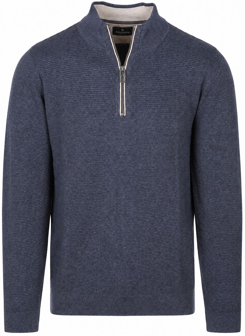 Casamoda Halfzip Trui Structure Donkerblauw