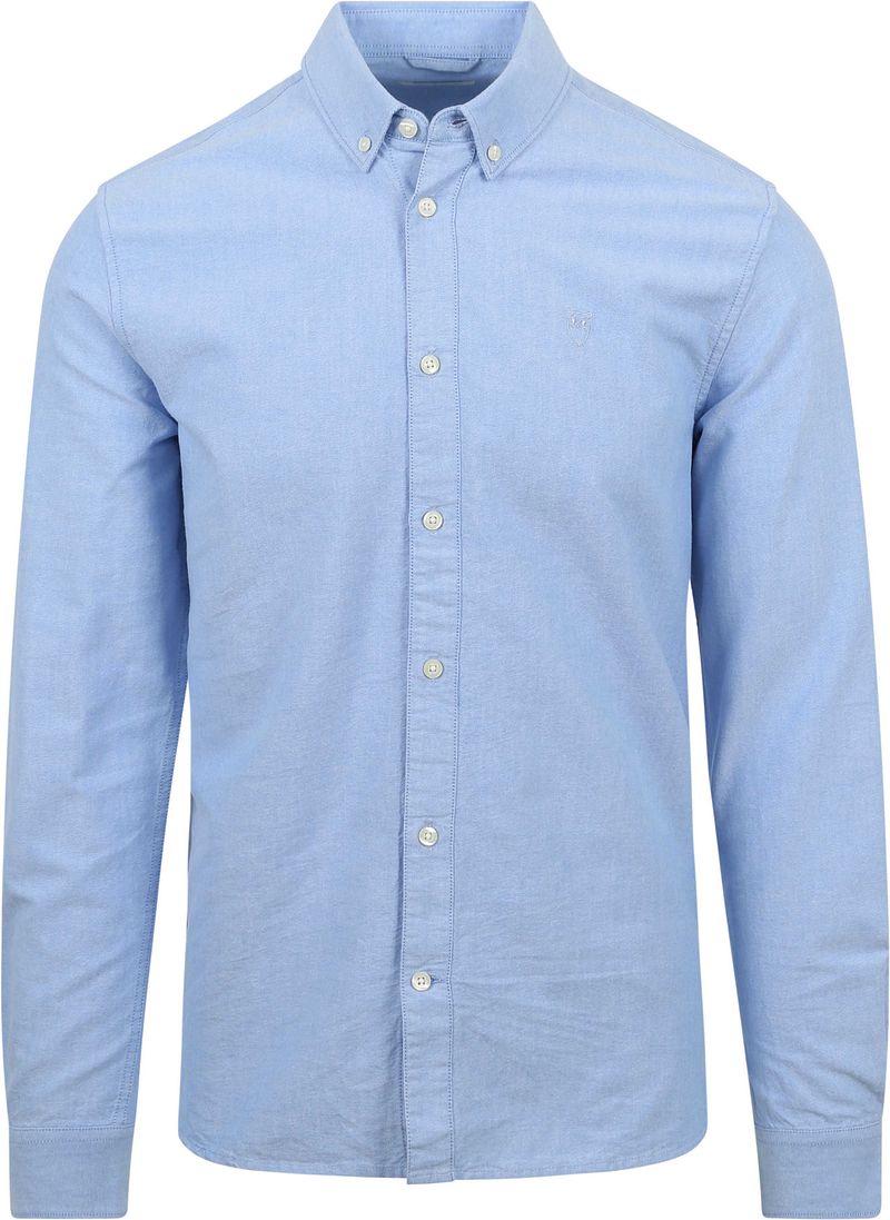 KnowledgeCotton Apparel Hemd Melange Hellblau - Größe XXL