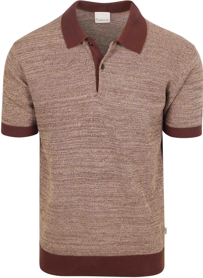 KnowledgeCotton Apparel Polo-Shirt aus Strick Schokolade - Größe L günstig online kaufen