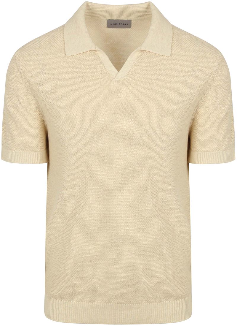 Suitable Poloshirt Riva Bean Linen Cotton Sand - Größe L günstig online kaufen