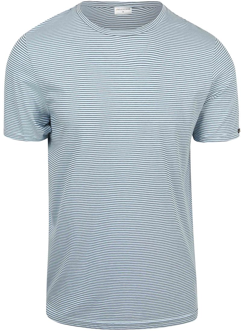 No Excess Streifen T-Shirt Hellblau - Größe L