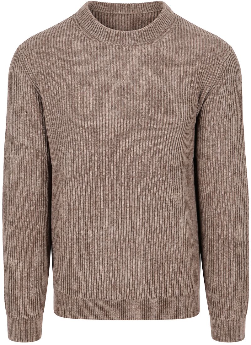 Profuomo Pullover Chenille Rib Wool Blend Brown
