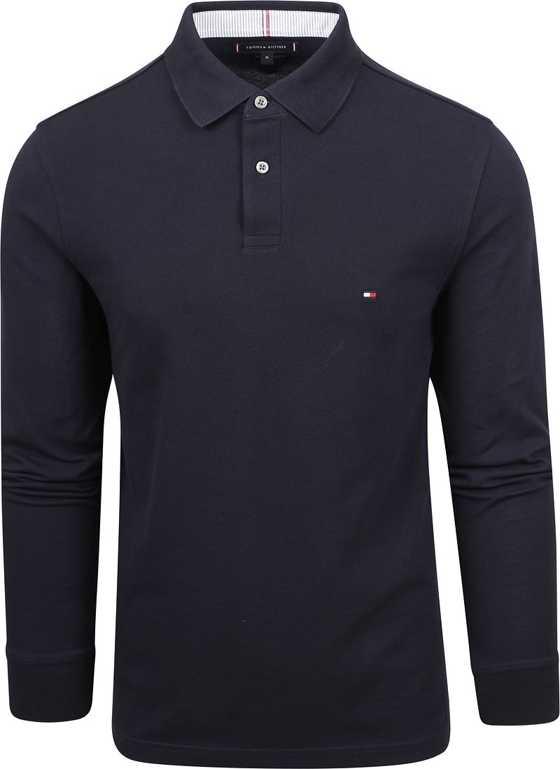 Tommy Hilfiger Langarm Poloshirt Dunkelblau - Größe XXL günstig online kaufen