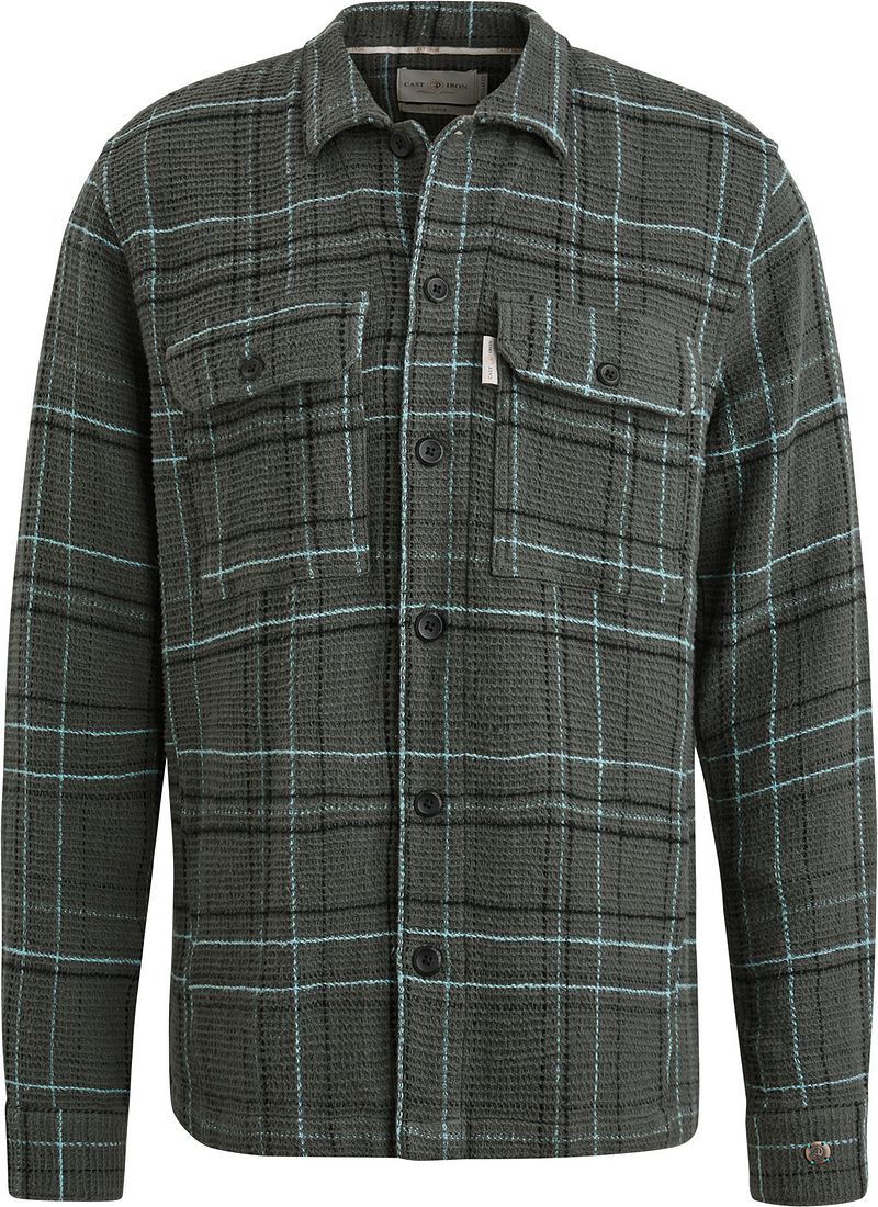 Cast Iron Overshirt Waffle Karo Grün - Größe M