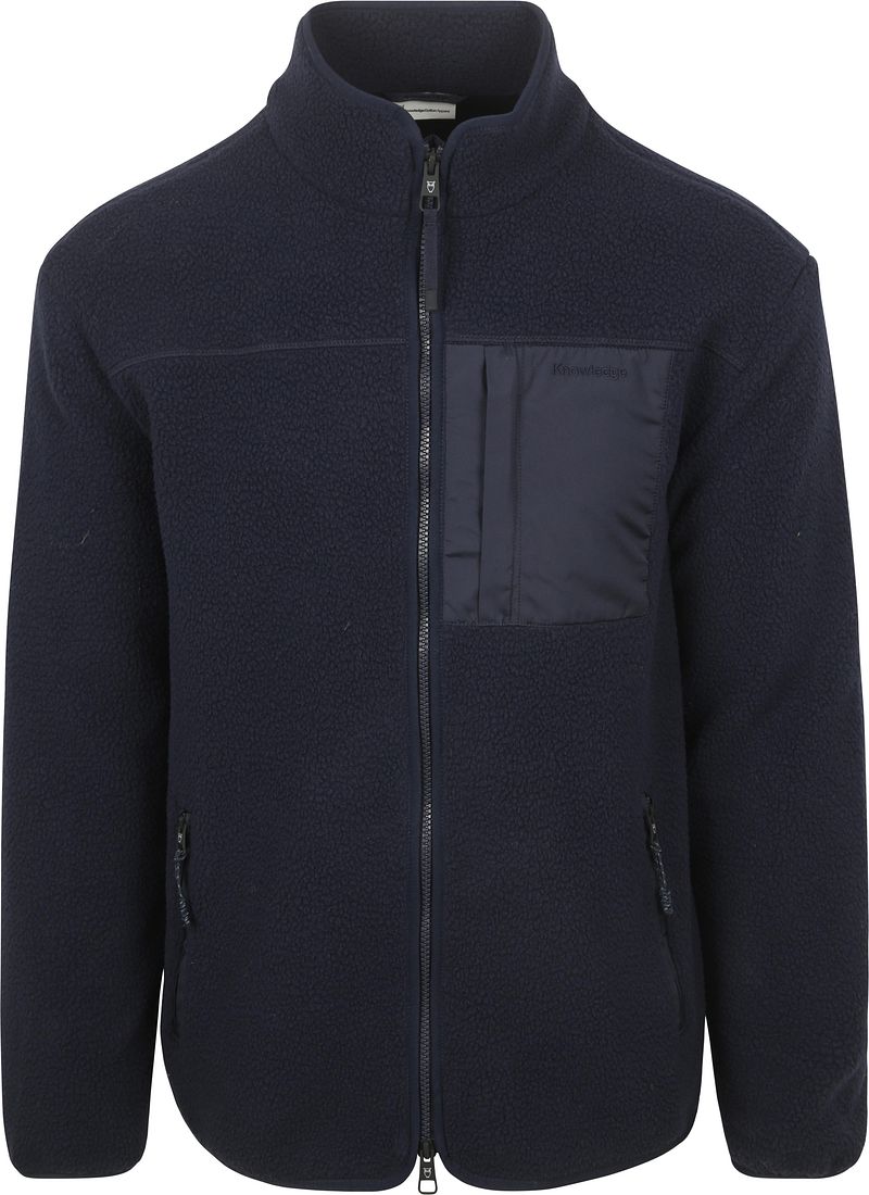 Knowledge Cotton Apparel Strickjacke Fleece Marine - Größe L
