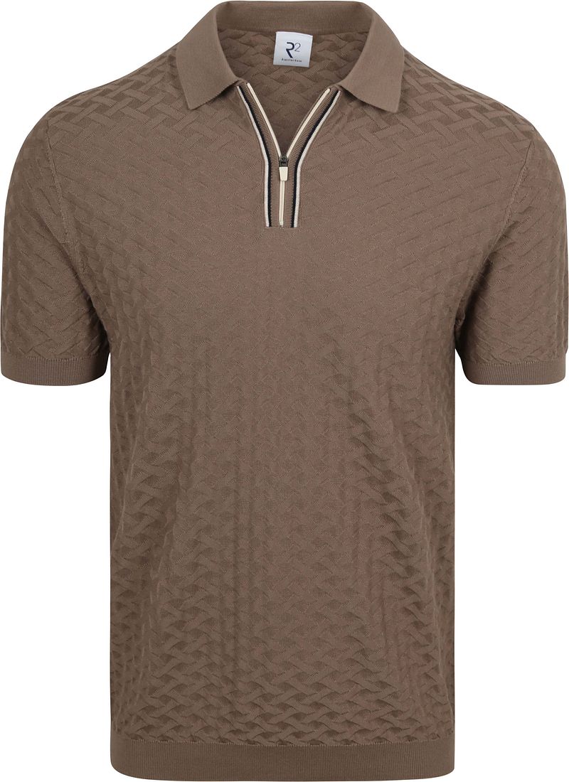 R2 Amsterdam Knitted Polo Bruin